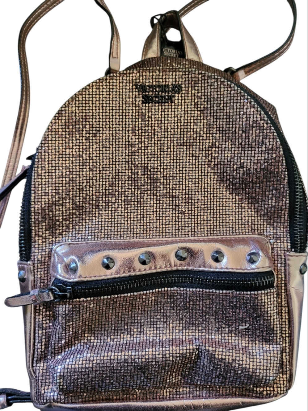 Victoria's Secret Sparkling Rose Gold Backpack Purse - Picture 3 of 5